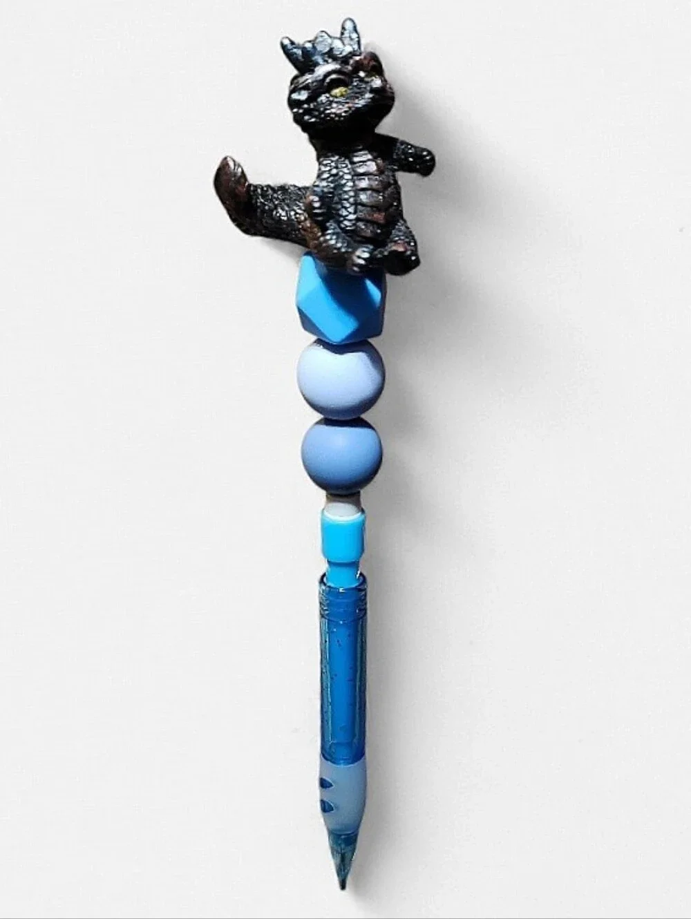 Dragon Figurine Beaded Mechanical Pencil Blue Black Topper